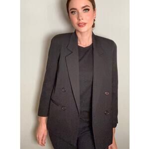Gianni Black Double-Breasted Wool Blend Blazer Sz 6 Petite ~ Polished Perfection